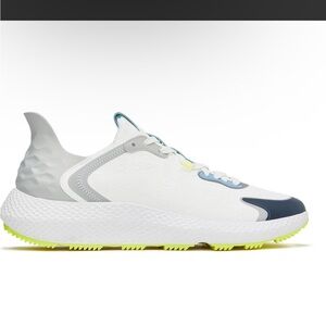 G/FORE White, Gray & Navy Athletic Golf Sneaker with Lime Sole